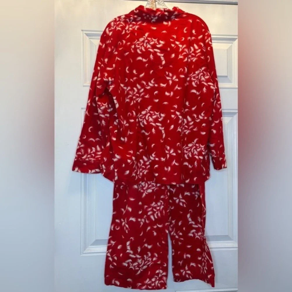 Victoria's Secret Red White Feather Print Pajama Set M Sleepwear Loungewear
